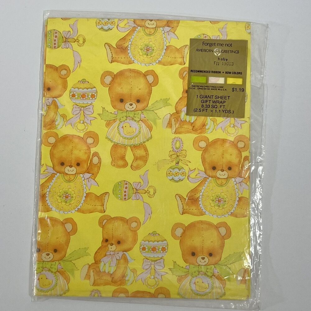 Vintage - American Greetings - Forget Me Not - Baby Gift Wrap – NIP